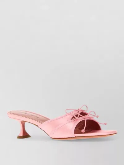 Amina Muaddi Eleonora Satin Bow Kitten Heel Mules In Pink