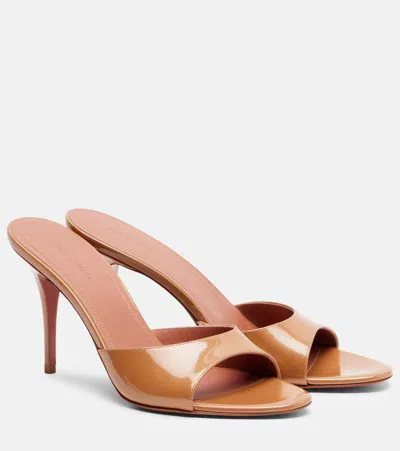 Amina Muaddi Elodie 90 Patent Leather Mules In Brown