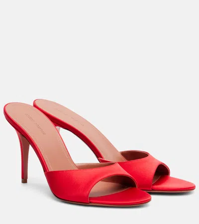 Amina Muaddi Elodie 90 Satin Mules In Red