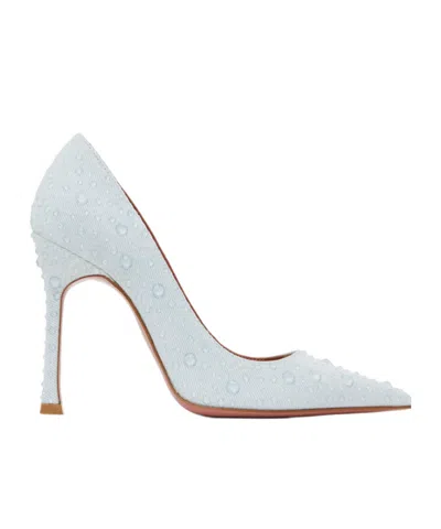 Amina Muaddi Elsa Crystal Heels In White