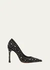 Amina Muaddi Elsa Crystal Suede Pumps In Black And White