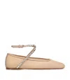 Amina Muaddi Mesh Crystal Ane Ballet Fl In Nude