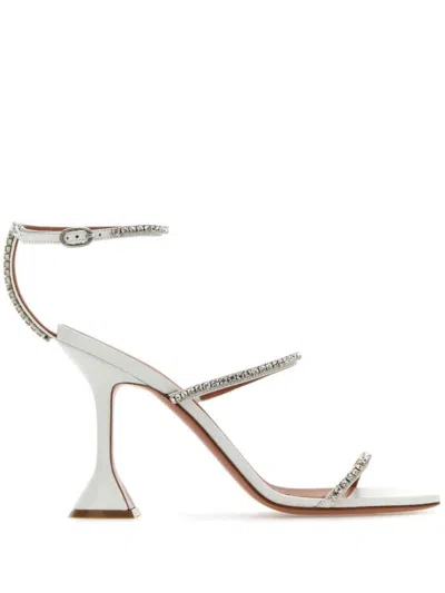 Amina Muaddi Gilda 95mm Embellished-strap Sandals In Silver