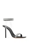 Amina Muaddi Embellished Fabric Rih Sandals In Black