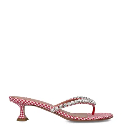 Amina Muaddi Embellished Gigi Thong Sandals 45 In White