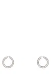 Amina Muaddi Embellished Metal Big Jaheel Earrings In Gray