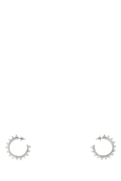 Amina Muaddi Embellished Metal Big Karma Earrings In Red
