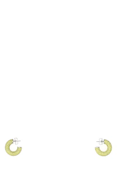 Amina Muaddi Embellished Metal Mini Cameron Earrings In Yellow
