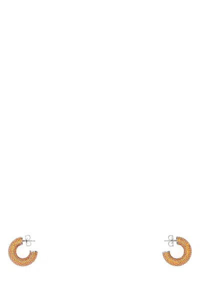 Amina Muaddi Embellished Metal Mini Cameron Earrings In Brown