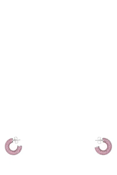 Amina Muaddi Embellished Metal Mini Cameron Earrings In Brown