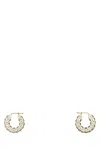 Amina Muaddi Jah Hoop Small White And Gold Crystal Earrings