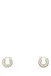 Amina Muaddi Jah Hoop Small White And Gold Crystal Earrings