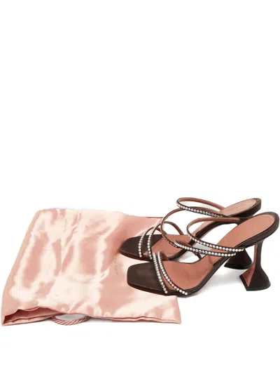 Pre-owned Amina Muaddi Embellished Sandals In Brown