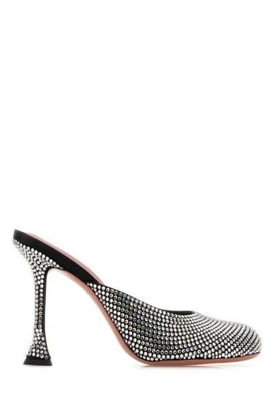 Amina Muaddi Embellished Satin Iris Mules