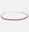 Amina Muaddi Embellished Tennis Anklet In Ruby