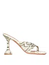 Amina Muaddi 95mm Shiona Snakeskin Sculpted-heel Sandals In Sand