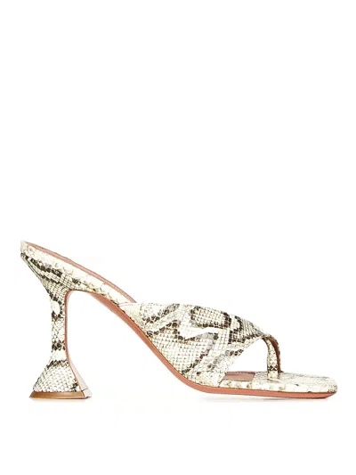 Amina Muaddi Embossed Leather Thong Slipper Sandals