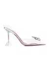 Amina Muaddi Rosie See-through Slingback Bow Pumps In White