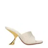 Amina Muaddi Beige Fabric Slippers Sandals In Neutral