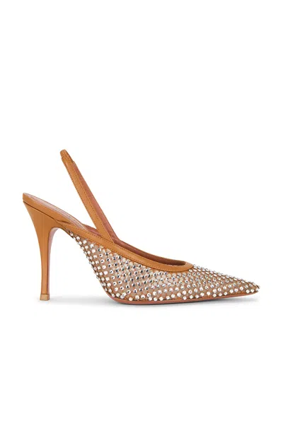 Amina Muaddi Felicia 100 Crystal Net Sling Pump In Yellow