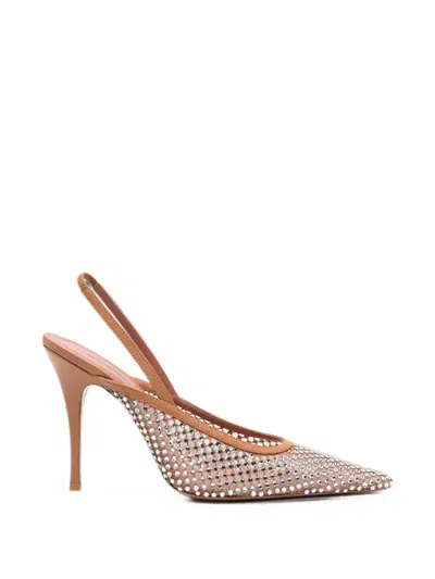 Amina Muaddi Felicia Crystal-embellished Pumps In Neutral