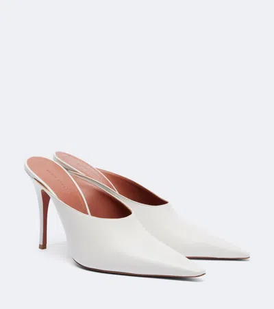 Amina Muaddi Felicia Leather Mules In White