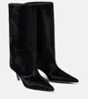 Amina Muaddi Fiona 60 Calf Hair Knee-high Boots In Black