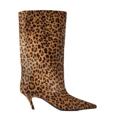 Amina Muaddi Fiona 60 Leopard-print Calf Hair Knee Boots In Animal Print