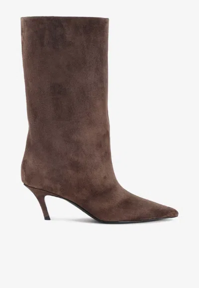Amina Muaddi Fiona 60 Mid-calf Boots In Brown