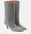 Amina Muaddi Fiona 60 Suede Boots In Grau
