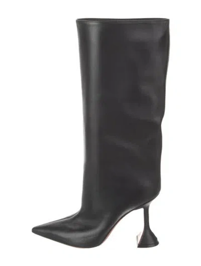 Pre-owned Amina Muaddi Fiona Leather Boots In Black