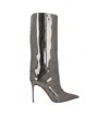 Amina Muaddi Pointed Short Boots In Gray