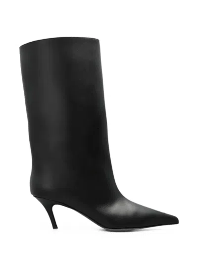 Amina Muaddi Fiona Pointed-toe Boots In Black
