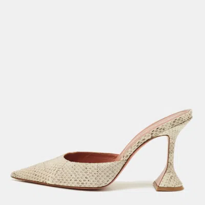 Pre-owned Amina Muaddi Fiona Size 39.5 Multicolor Python Pointed Toe Mules