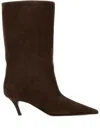 Amina Muaddi Fiona Slanted-heel Boots In Brown