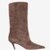 Amina Muaddi Fiona Suede Boots In Brown