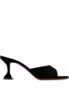Amina Muaddi Flared-heel Suede Mules In Black