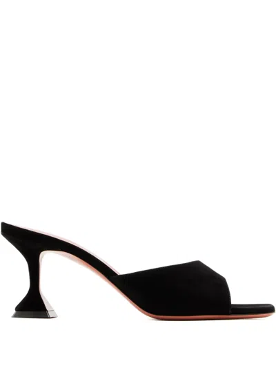 Amina Muaddi Flared-heel Suede Mules In Black