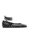 Amina Muaddi Rhinestone Embellished Nappa Leather Ballerinas In Black