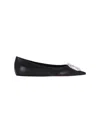 Amina Muaddi Camelia Ballerinas In Black Hammered Leather