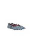 Amina Muaddi Ane Crystal Heart Mary Jane Ballerina Flats In Blue