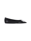Amina Muaddi Camelia Ballerinas In Black Hammered Leather In Black