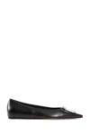 Amina Muaddi Camelia Ballerinas In Black Hammered Leather