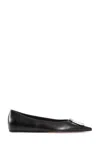 Amina Muaddi Camelia Ballerinas In Black Hammered Leather In Black