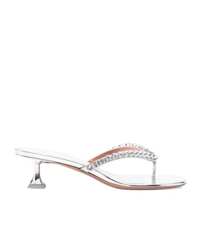 Amina Muaddi Flip-flop High-heeled Sandals In Silver