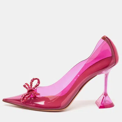 Pre-owned Amina Muaddi Fuchsia Pvc And Leather Rosie Pumps Size 41 In Pink