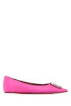 Amina Muaddi Fuchsia Satin Camelia Ballerinas In Pink