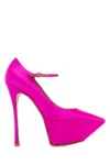 Amina Muaddi Yigit Pumps In Luxurious Satin In Fuchsia