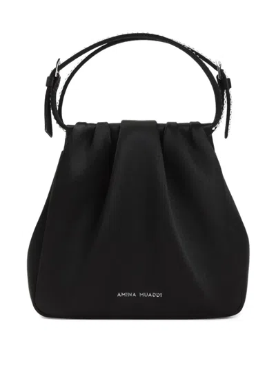 Amina Muaddi Gathered Tote Bag In Black