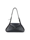 Amina Muaddi Gemini Leather Shoulder Bag In Black